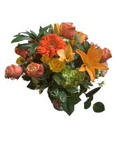 Orange Kisses & Wishes Fresh Cut Floral Arrangement in Glass Vase