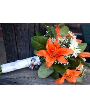 Orange Lily round bouquet
