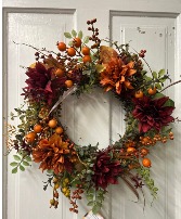 Orange & Maroon Fall Wreath Wreath/ Silk