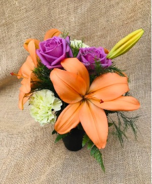 Orange & Orchid Fresh Vase Arrangement