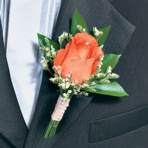 ORANGE ROSE BOUTONNIERE