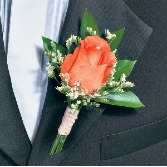 ORANGE ROSE boutonniere 