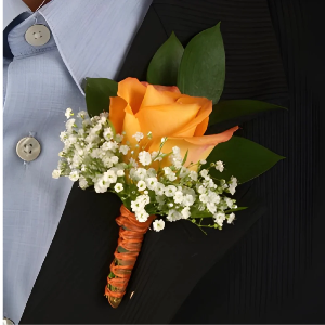 Orange rose boutonniere  