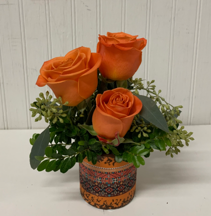 Orange Rose Trio in Mosaic