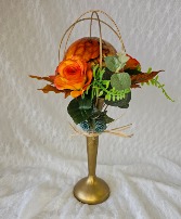 Orange Rose w Greenery Silk Arrangement 