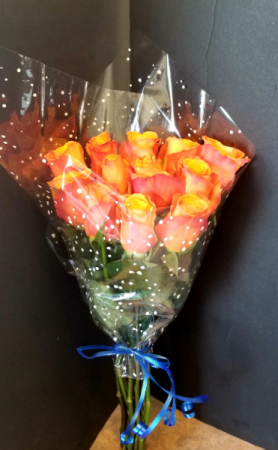 Orange Roses Dozen Wrapped