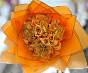 Fall in love again- orange roses with butterflies