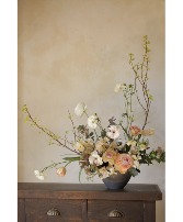 orange sickle made with silk flowers, fresh is deluxe