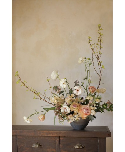 orange sickle made with silk flowers, fresh is deluxe