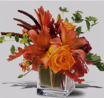 Orange Spice Cube Vase Arrangement