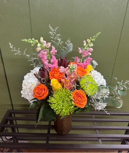 orange splendor mixed Thanksgiving Arrangement