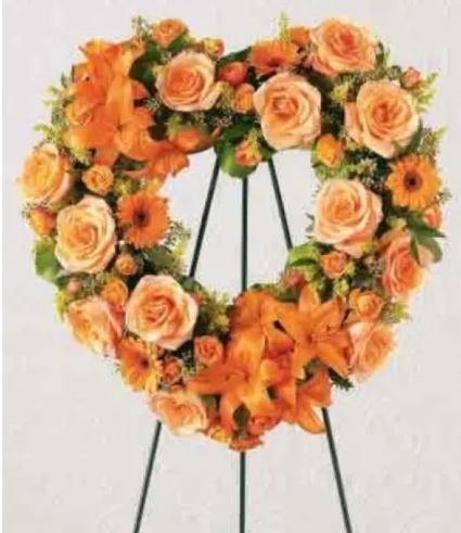 Orange Sunset Sympathy Funeral Heart