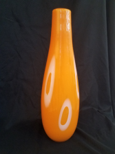 Orange vase with white orbs Vase