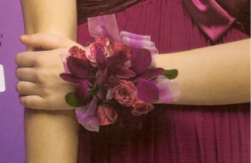 Orchid and Rose Wristlet Corsage (available in white and blue also)