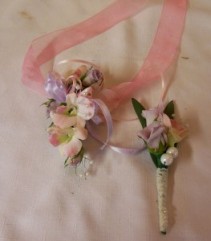 ORCHID CORSAGE AND BOUTONNIERE PROM CORSAGE