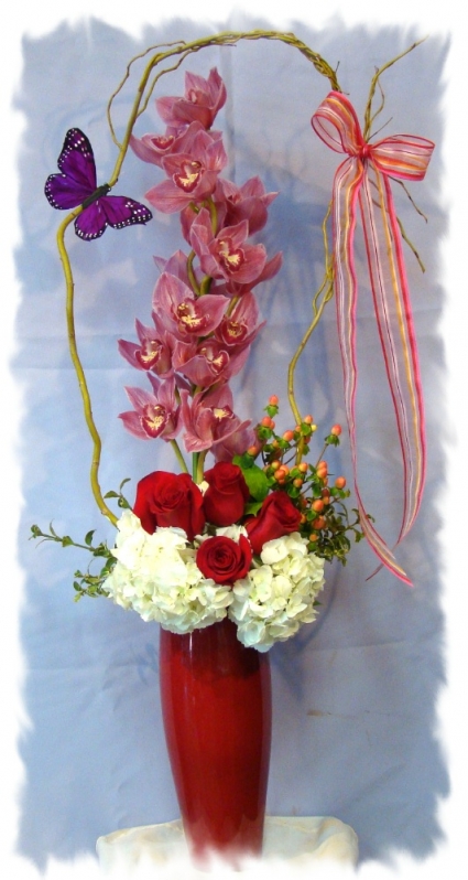 Orchid Hydrangea Vase Valentine's Day