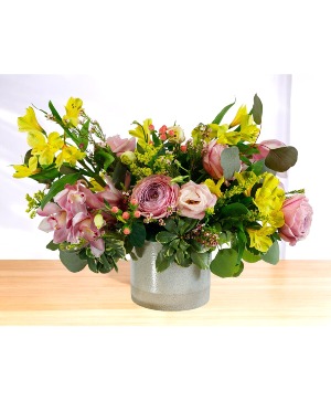 Orchid Macaroon Ceramic Potted Arrangement