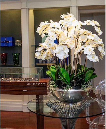 Orchid Natural or Artificial Silk Arrangement  