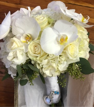 Orchid white wedding bouquet