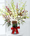 Orchids and Berries Vased Bouquet