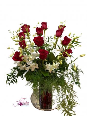Orchids and Roses Bouquet of Flowers