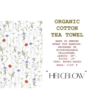 Organic Cotton Tea Towel "HEDGEROW" Add on item (included with flowers to meed our minimum for delivery)