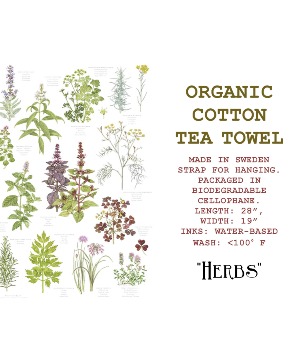 Organic Cotton Tea Towel "HERBS" ADD ON ITEM (include with flowers to meet our delivery minimum)