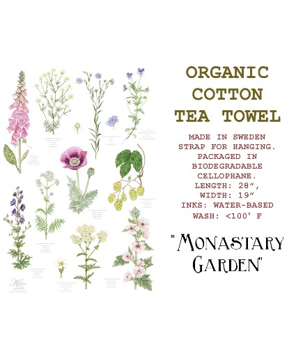 Organic Cotton Tea Towel MONASTARY GARDEN Add on item (include with flowers to meet our minimum order for delivery