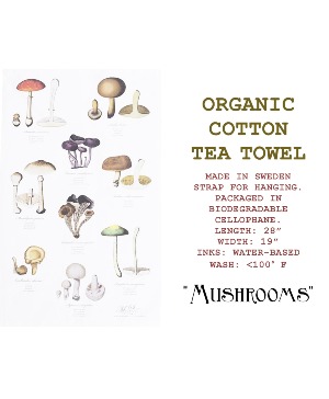 Organic Cotton Tea Towel "mushrooms" ADD ON ITEM (include with flowers to meet our delivery minimum)