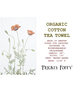 Organic Cotton Tea Towel "POPPY" ADD ON ITEM (delivers with flowers to meet our delivery minimum)