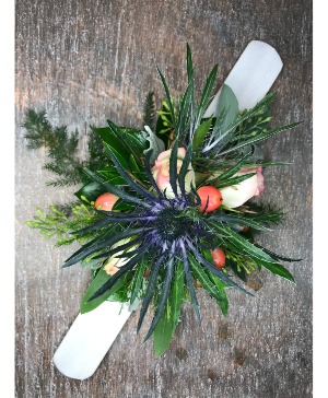 Organic Greenery with Flowers on Snap Band Dance Corsage