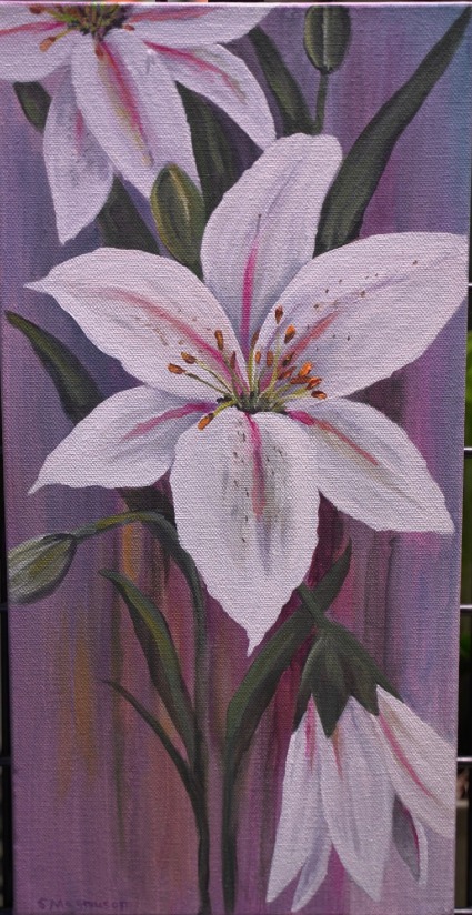 Oriental Lilies  Acrylic on Canvas