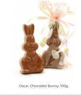 Oscar bunnie with solid chocolate eggs 