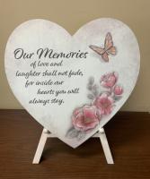 Our Memories  Wooden Heart on Easel 17x14 1/2 