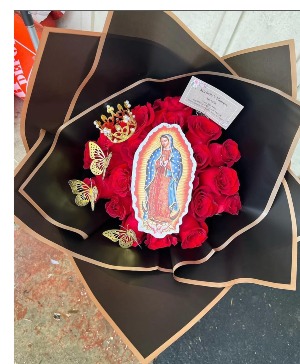 Our Virgin of Guadalupe 18 Red Roses Buchon 