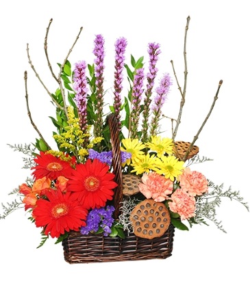 Out Of The Woods Flower Basket in Houston, TX | Mary's Little Shop Of Flowers