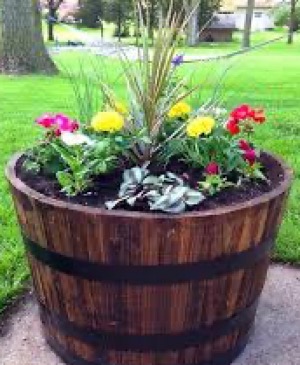 Outdoor Barrel Planter 