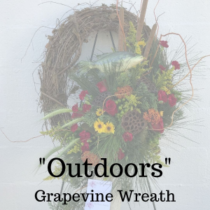 "Outdoors"  Grapevine Wreath