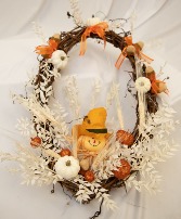 Oval scarecrow wreath 