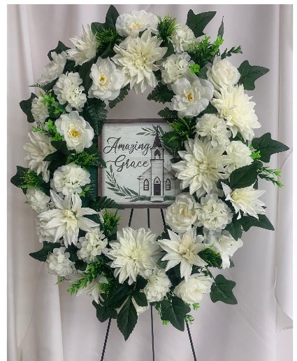 Oval Sympathy wreath with plaque 