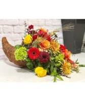 Overflowing Abundance in Cornucopia Holiday Centerpiece