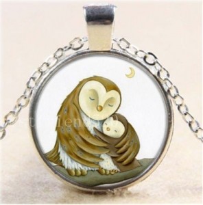 Owl always Love You #14 18 inch silver plated necklace