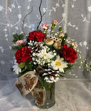 Owl Be Home For Christmas Flower Arrangement  in Delta, OH | Calaways Flowers & Antiques