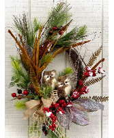 Owl Be Home For Christmas Grapevine Wreath Powell Florist Exclusive