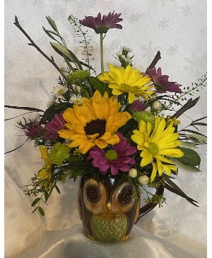 Owl Mug 24 Fresh Flowers