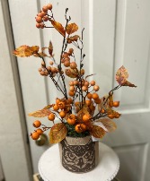 Owl with Orange Berries Silk Silk Arrangement 