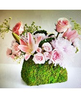 Palermo Blush Mossy Handbag Brimming with Blooms