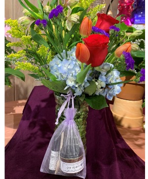 Pamper Mom Special  Tall vase spring mix with gift bag