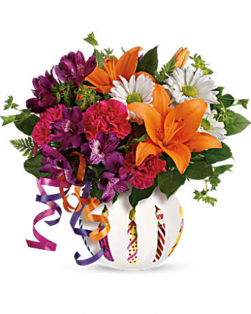 Party Starter Birthday Bouquet Hand-glazed glass Vase 