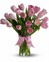 Passion Pink Tulips  Vase Arrangement 